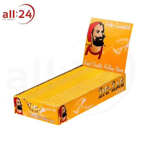 BOX ZIG ZAG Zigarettenpapier Gelb No. 606 - 25 Stück á 50 Blatt 