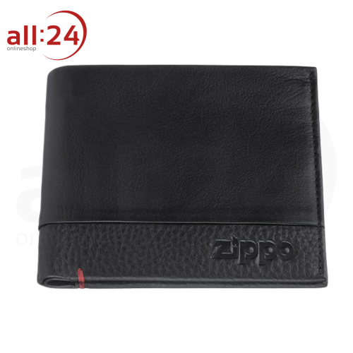Zippo Brieftasche BI-Fold echtes schwarz Nappa-Leder Geldbörse 