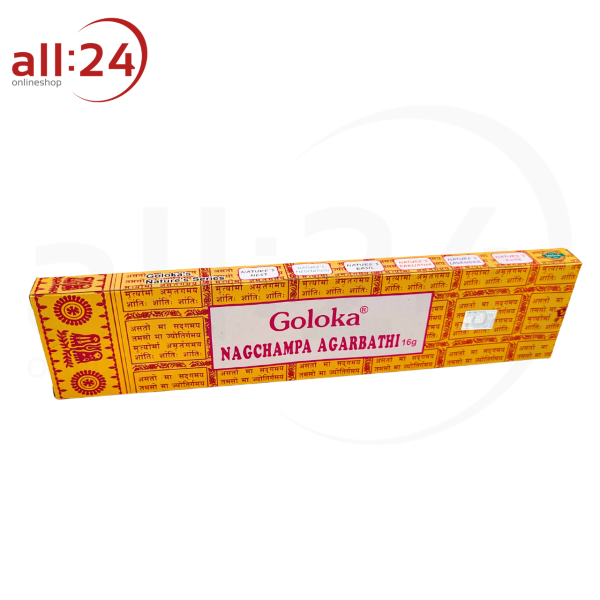 Goloka Nag Champa Räucherstäbchen Gelb 16g 