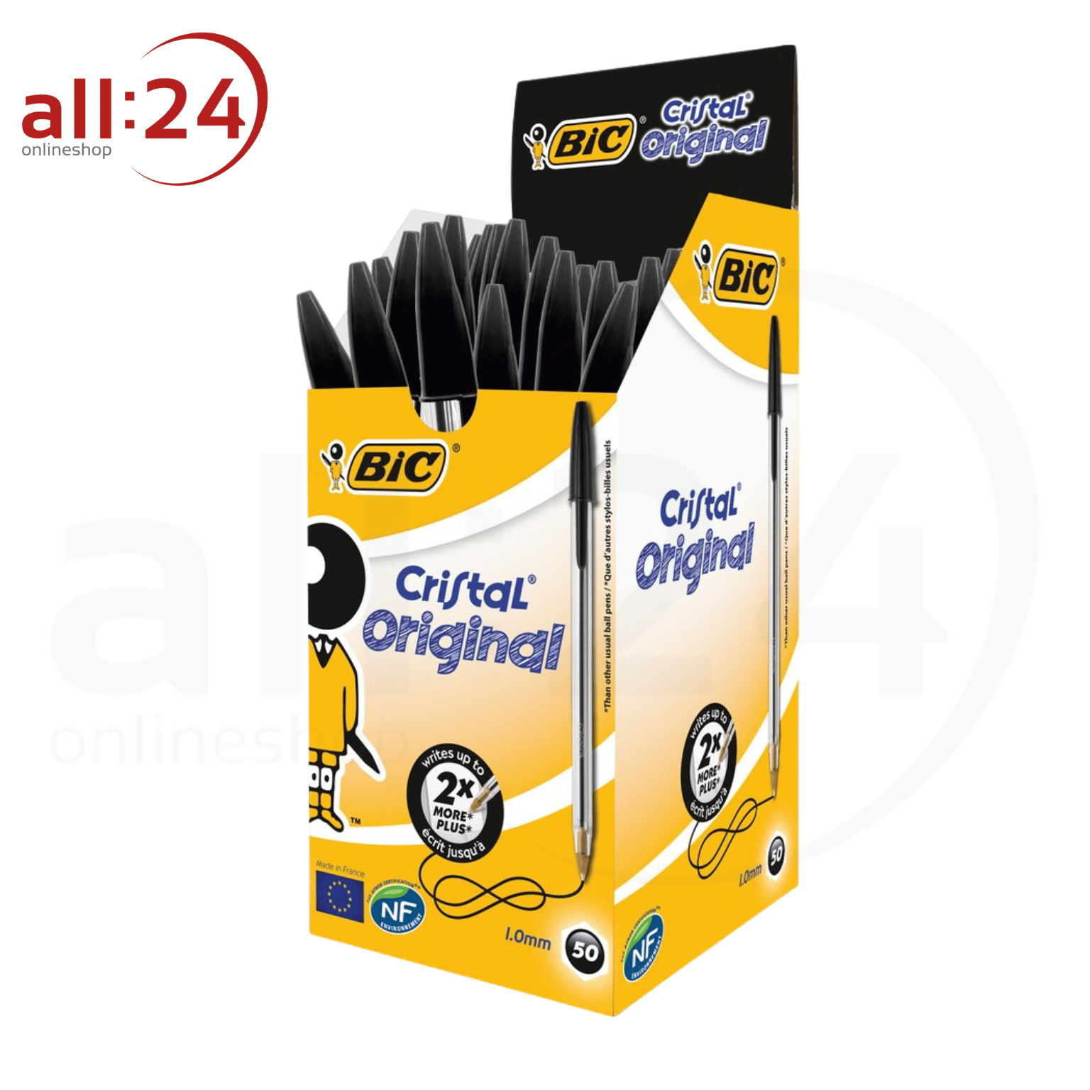 Vorteilspack: BIC Kugelschreiber Cristal Schwarz 1.0 mm - 50 Stück 