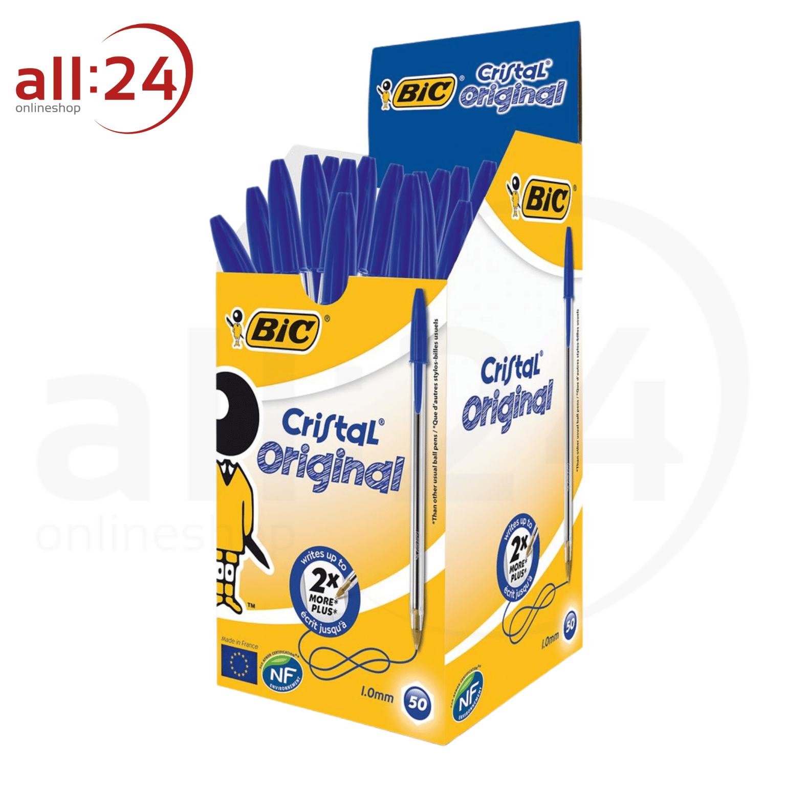 Vorteilspack: BIC Kugelschreiber Cristal Blau 1.0 mm - 50 Stück 