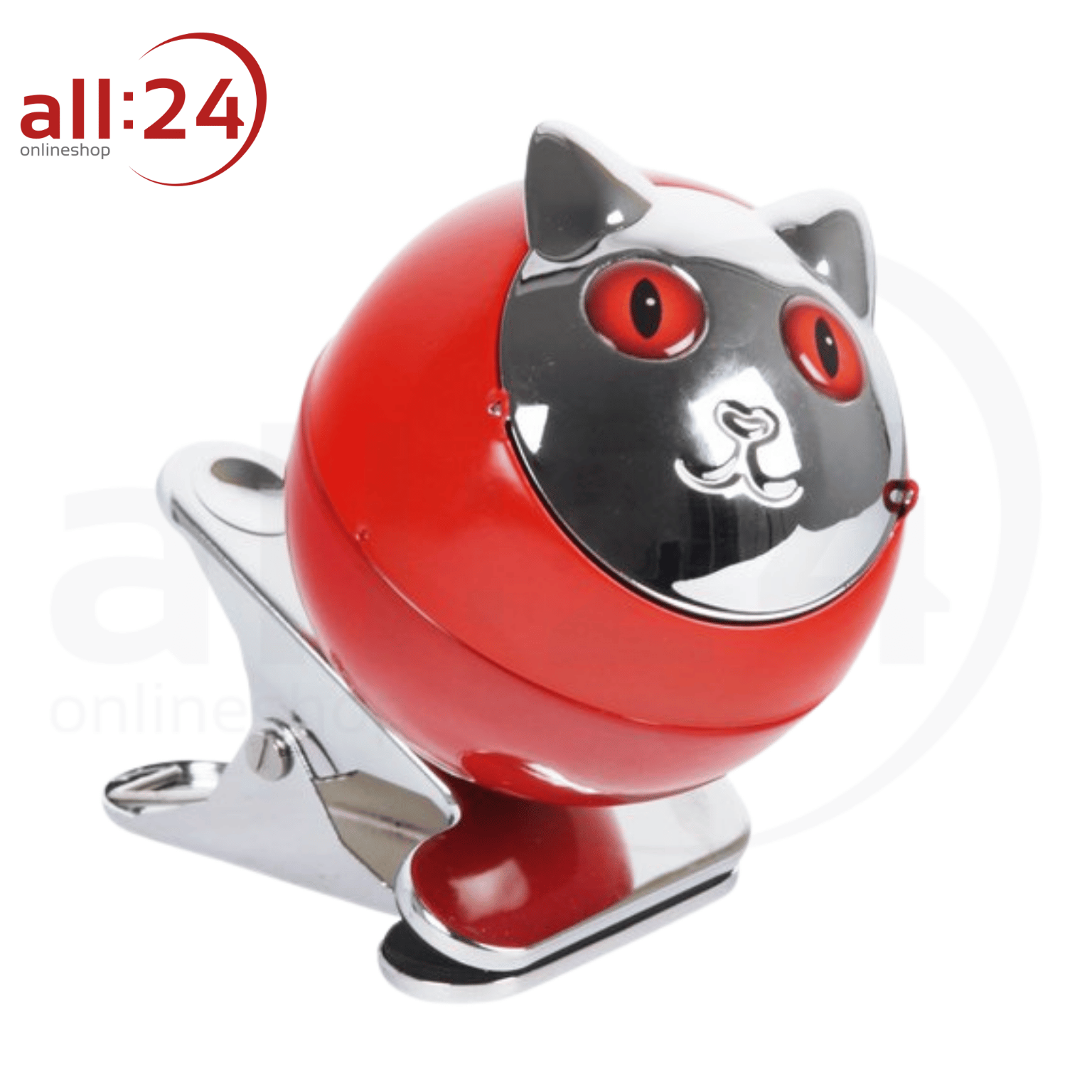 Aschenbecher mit Tischklipp Katze Rot Lustig 9 cm ⌀ 