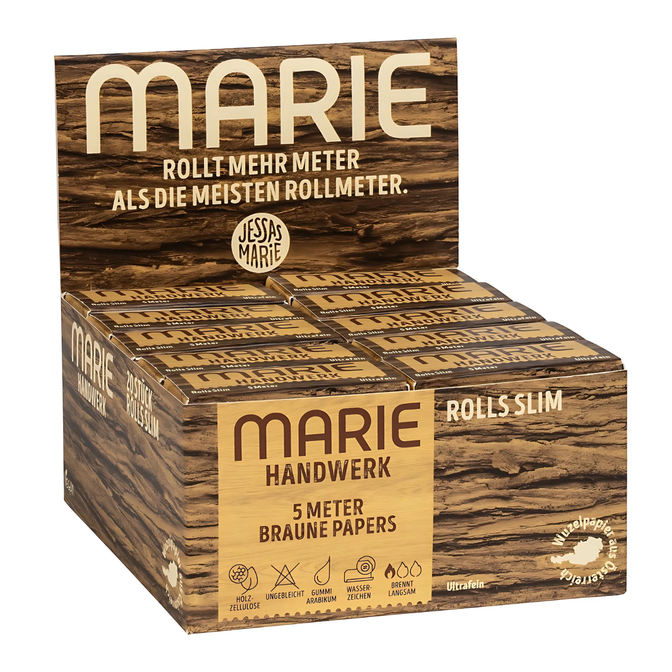 MARIE Rolls Brown Slim Zigarettenpapier - 20er Karton 