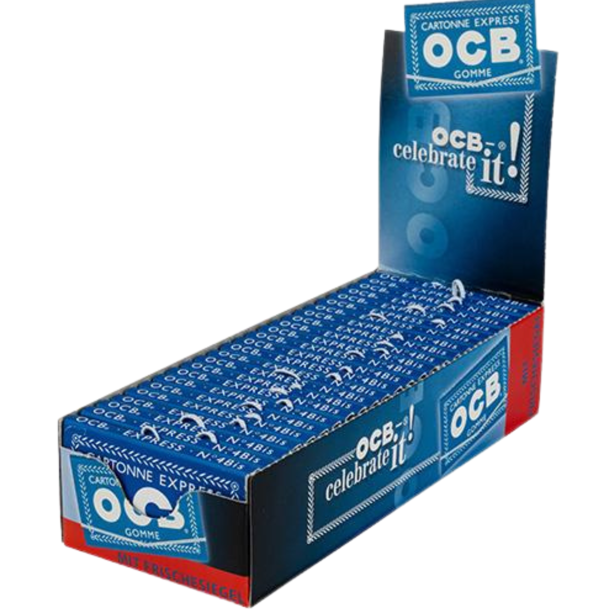 BOX OCB Blau Doppelt Zigarettenpapier mit Gummizug Kurz 25 Heftchen 100 Blatt 