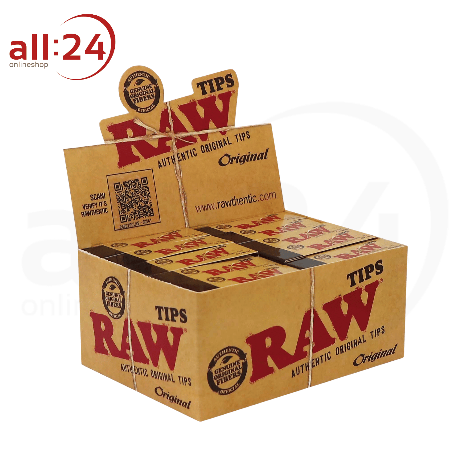 BOX RAW Filtertips Ungebleicht, 50 Stück 