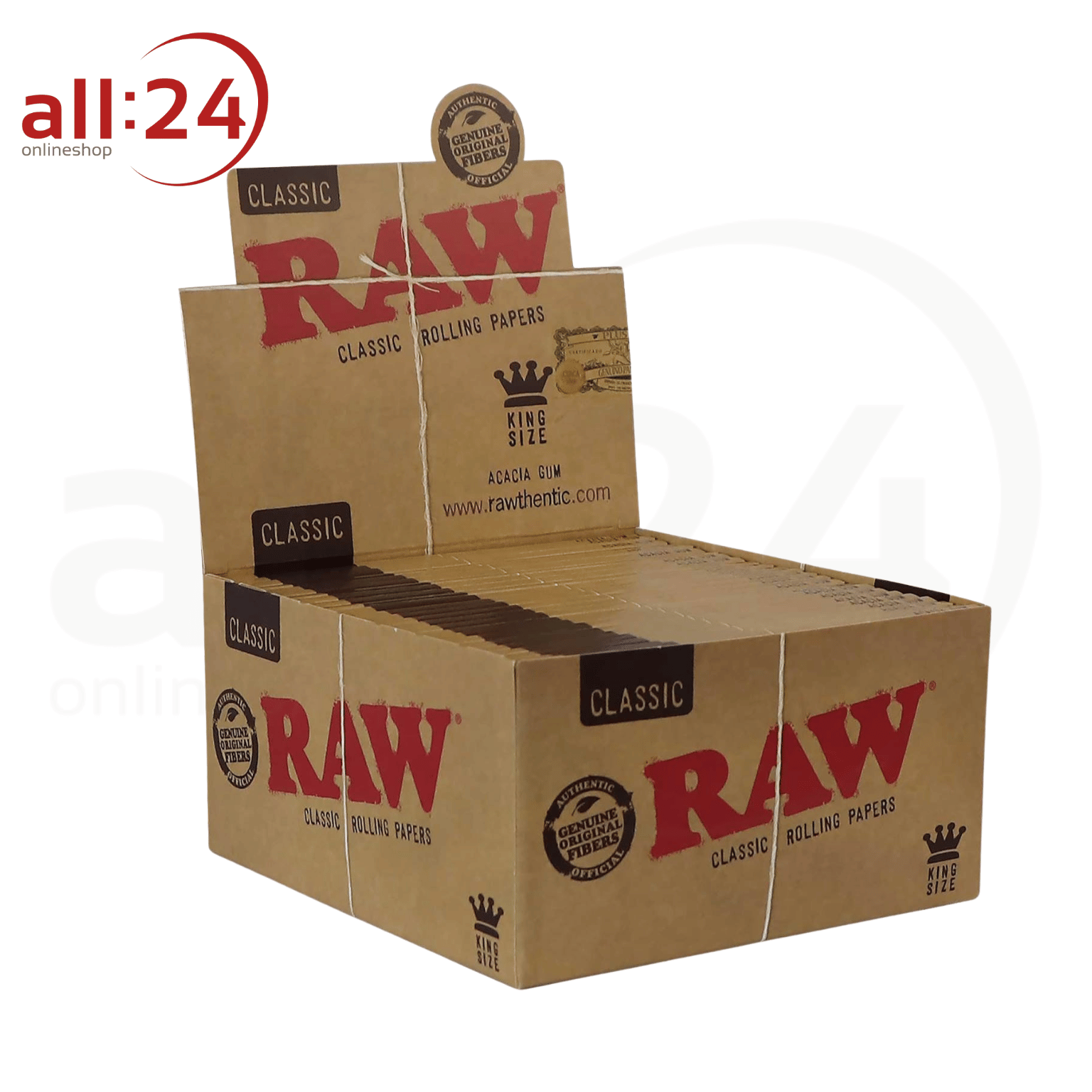 BOX RAW Classic King Size Rolling Paper 50 Stück á 33 Blatt 