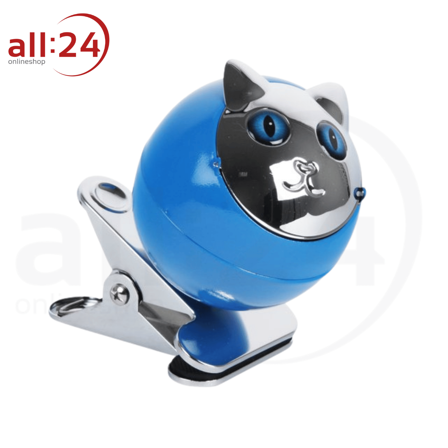 Aschenbecher mit Tischklipp Katze Blau Lustig 9 cm ⌀ 