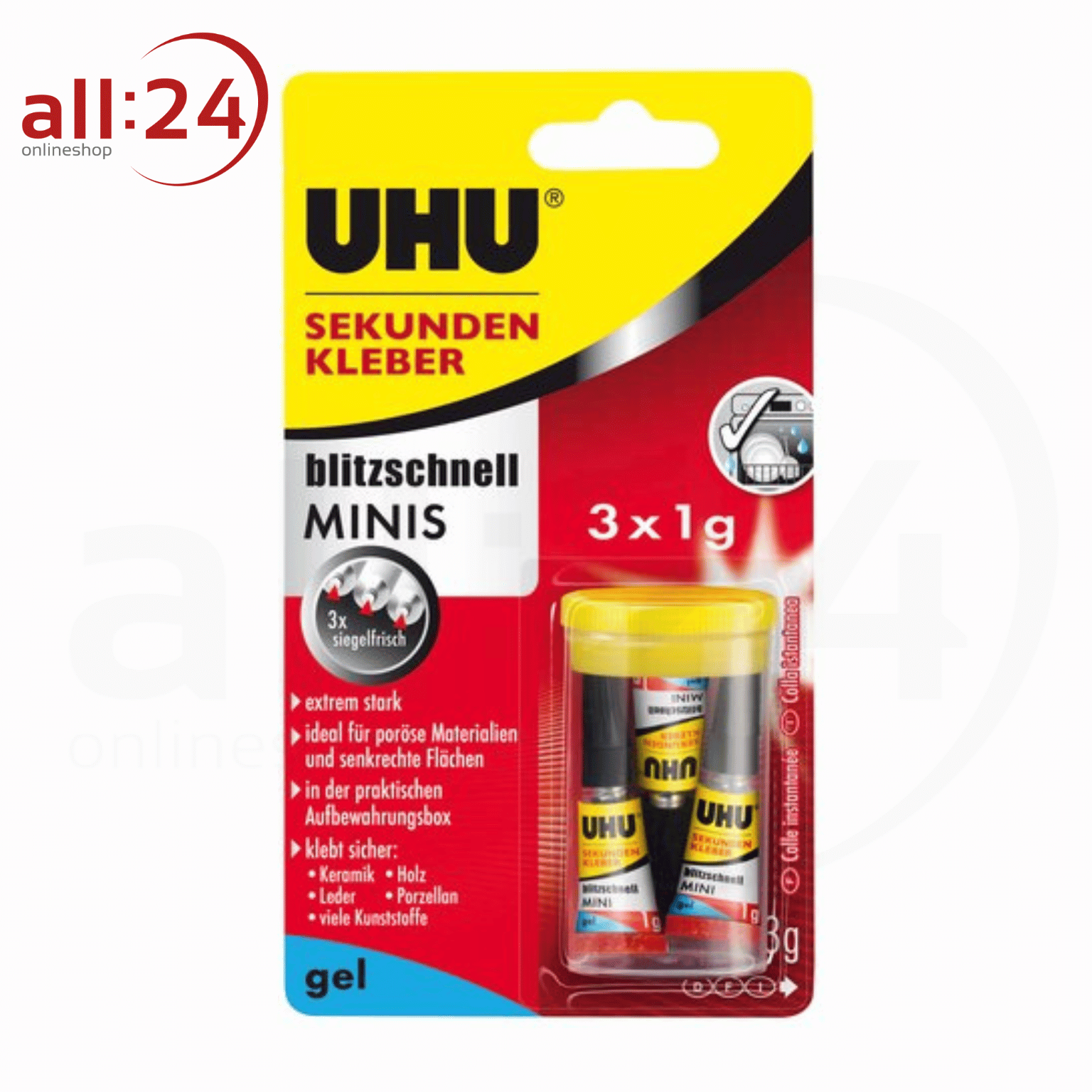 UHU Sekundenkleber MINIS 3x1g Gel 