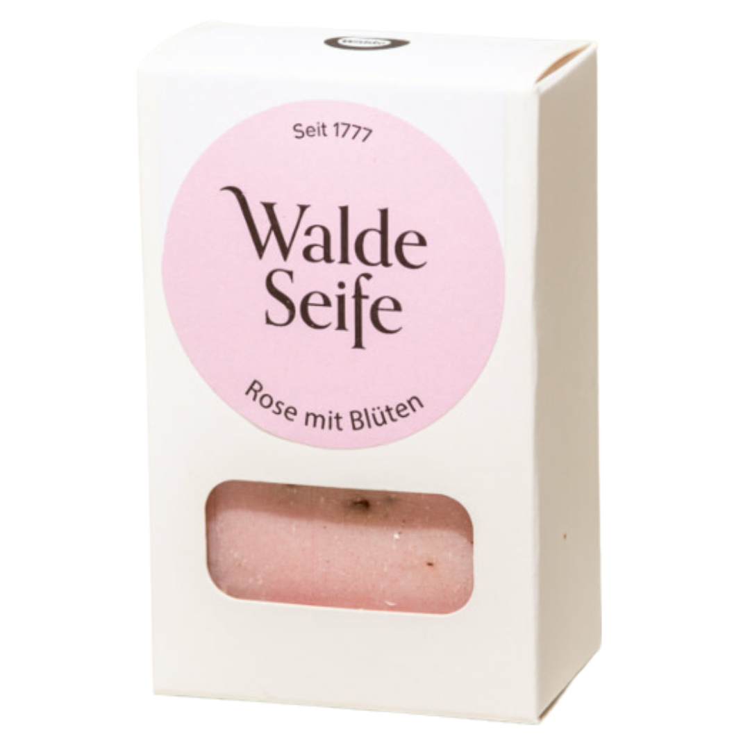 Walde Seifenstück Naturseife Rose mit Blüten 100g Plastikfrei 