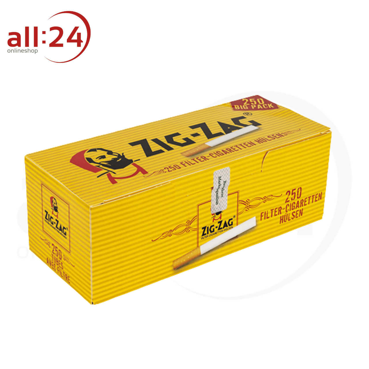 ZIG ZAG Filterhülsen - 1.000 Stück in 4 praktischen Packungen à 250 Stück 