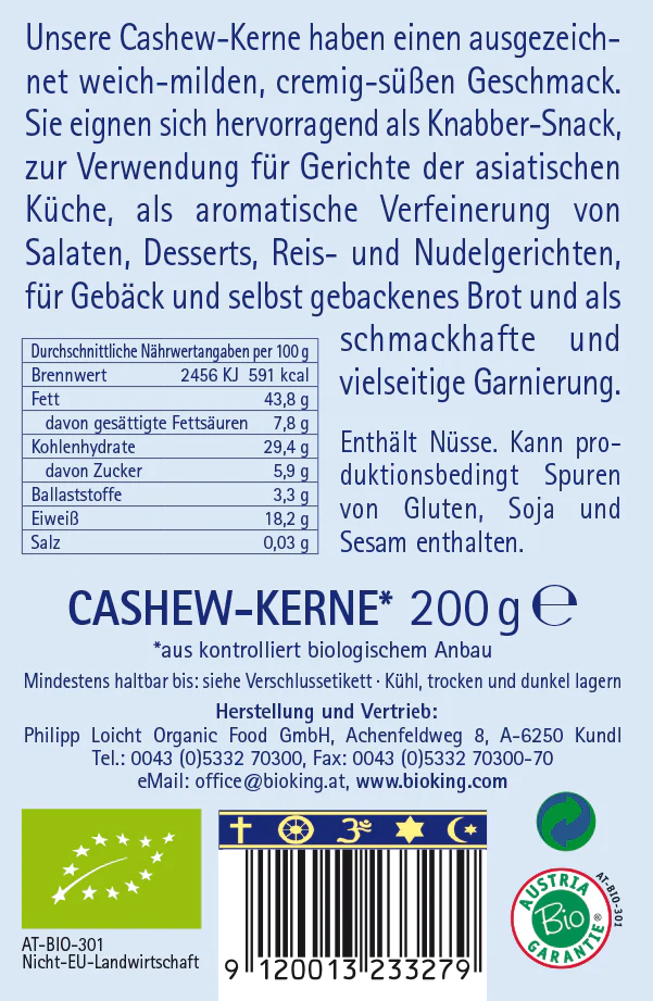 BioKing Bio Cashewkerne, 150g-500g 200 g