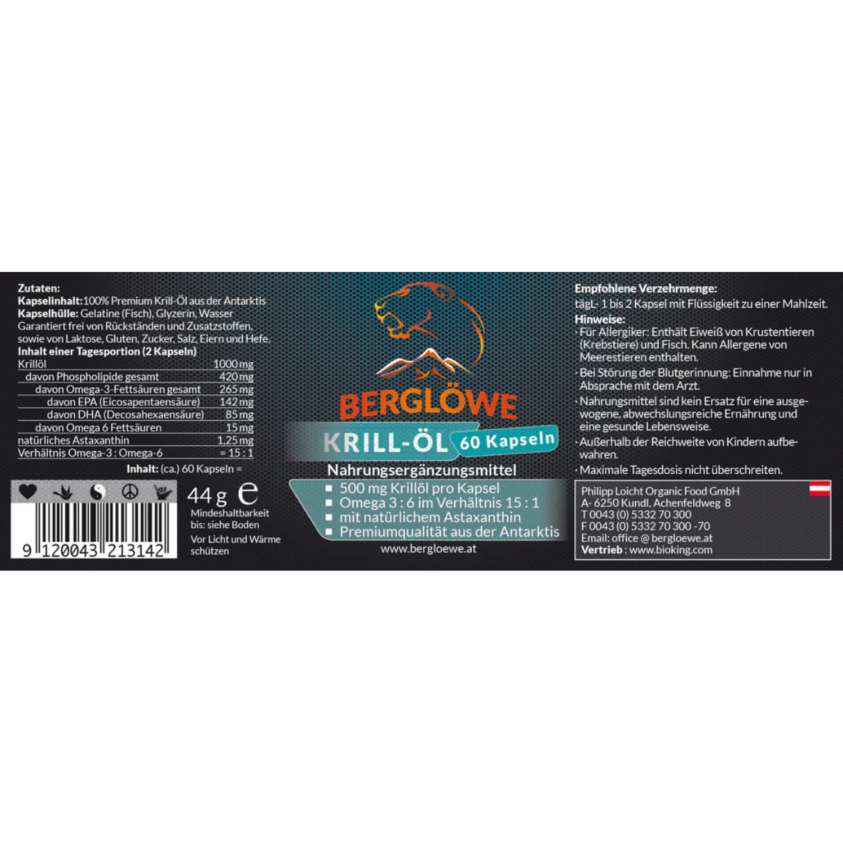 Berglöwe Omega 3 aus Krill-Öl 44g-88g 44g