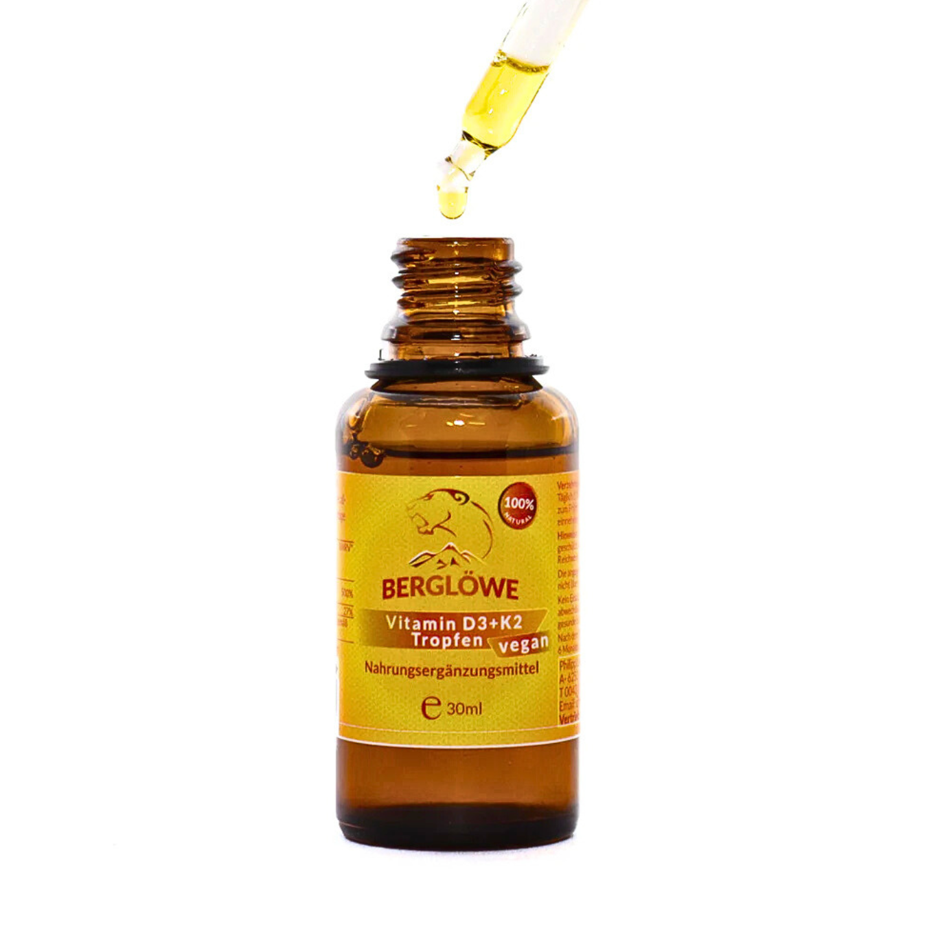 Berglöwe Flüssiges Vitamin D3 + K2 Tropfen 30ml Vegan 