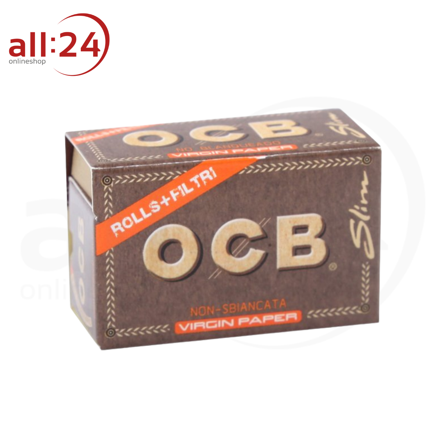 OCB Unbleached Virgin Paper Rolls + Tips - 16er Pack 