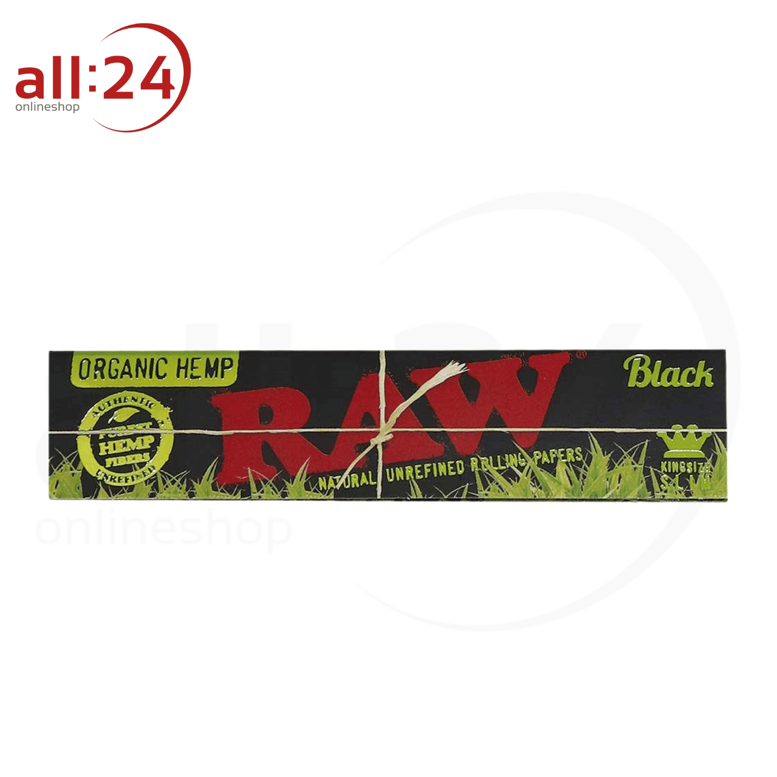 BOX RAW Black Rolling Papers Organic Hemp King Size, 50 Stück 