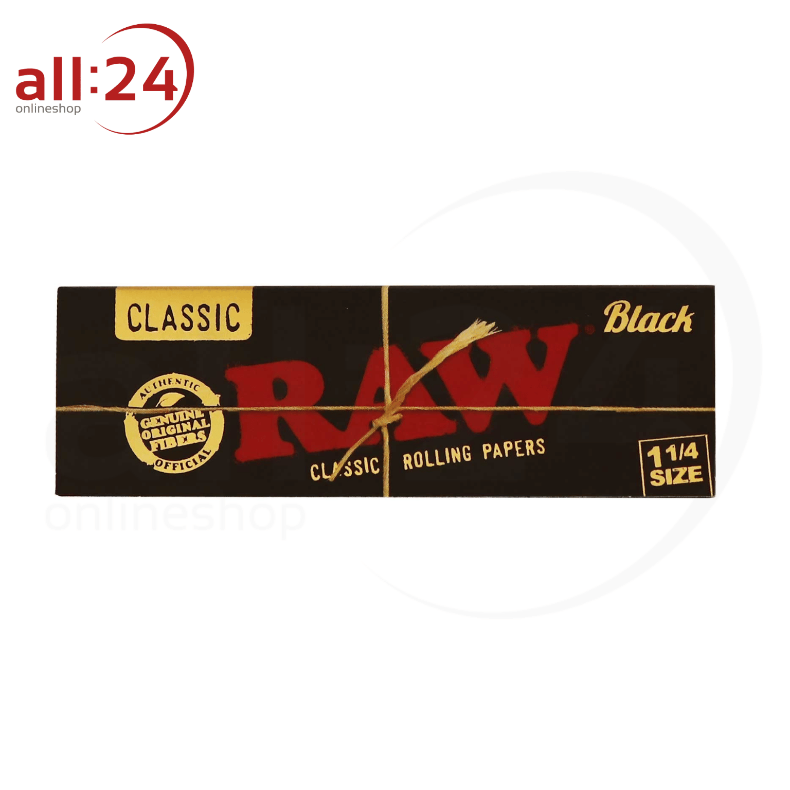 BOX RAW Black Rolling Paper 1/4, 24 Stück 