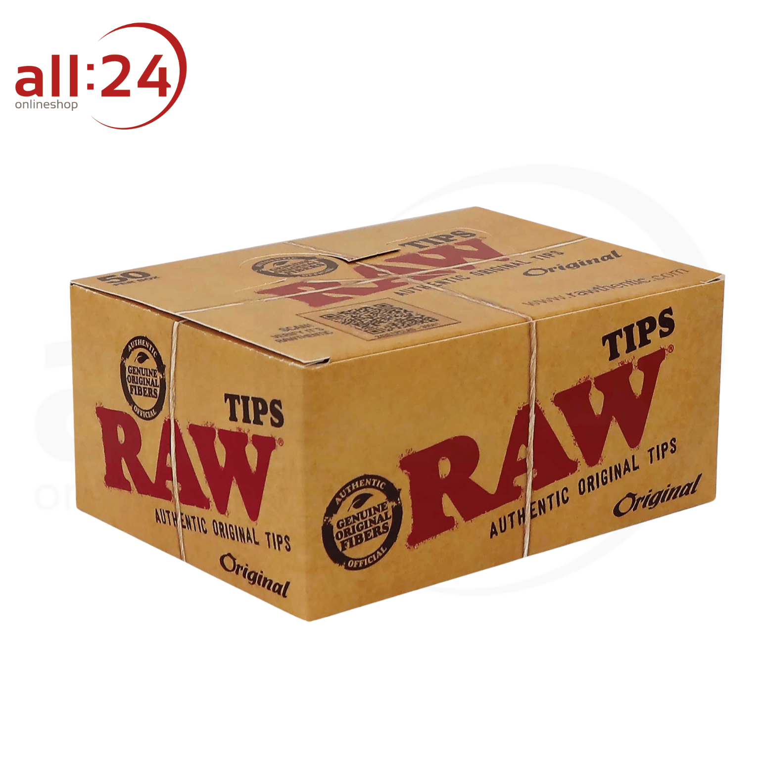 BOX RAW Filtertips Ungebleicht, 50 Stück 