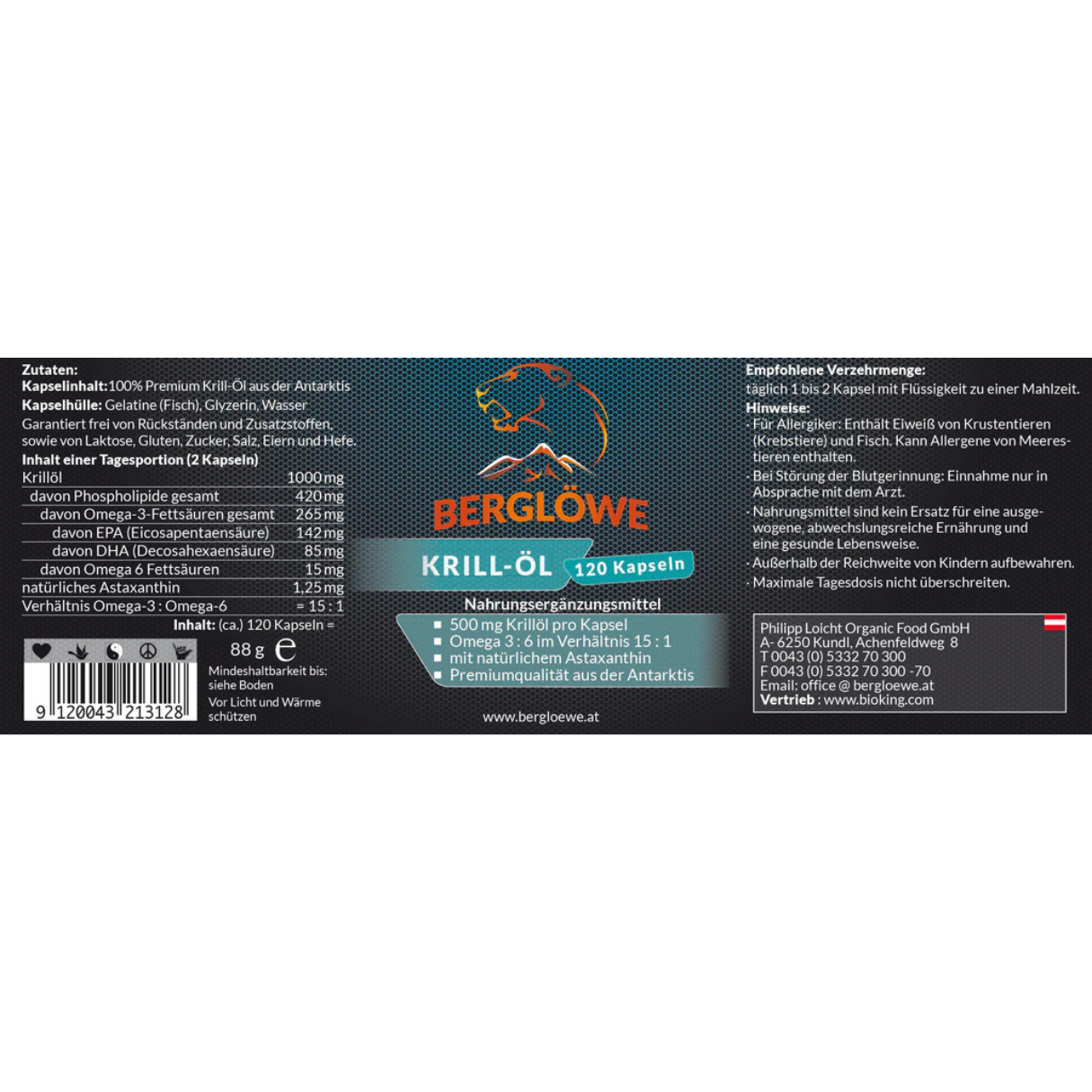 Berglöwe Omega 3 aus Krill-Öl 44g-88g 44g