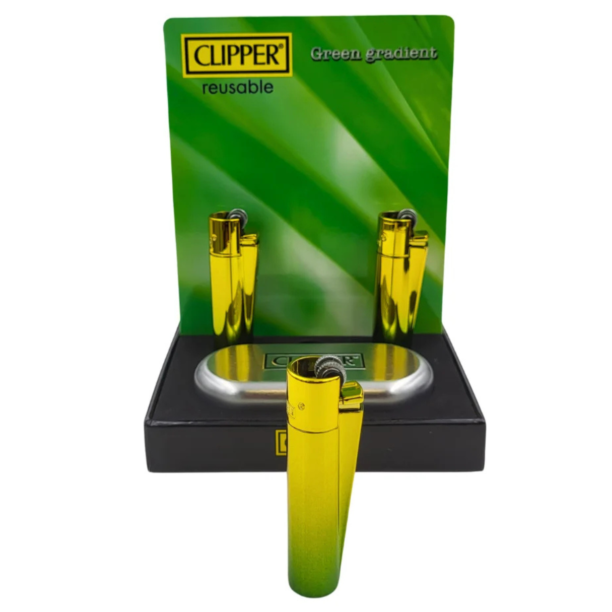 Clipper Metall Groß - Elegantes Icy Green Feuerzeug 