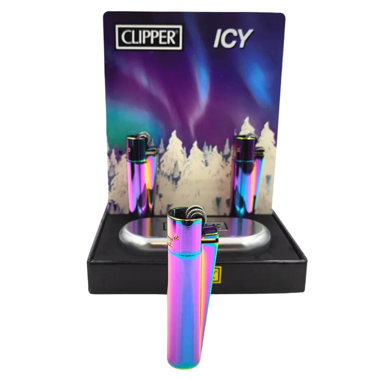 Clipper Metall Groß - Elegantes Icy Rainbow Feuerzeug 