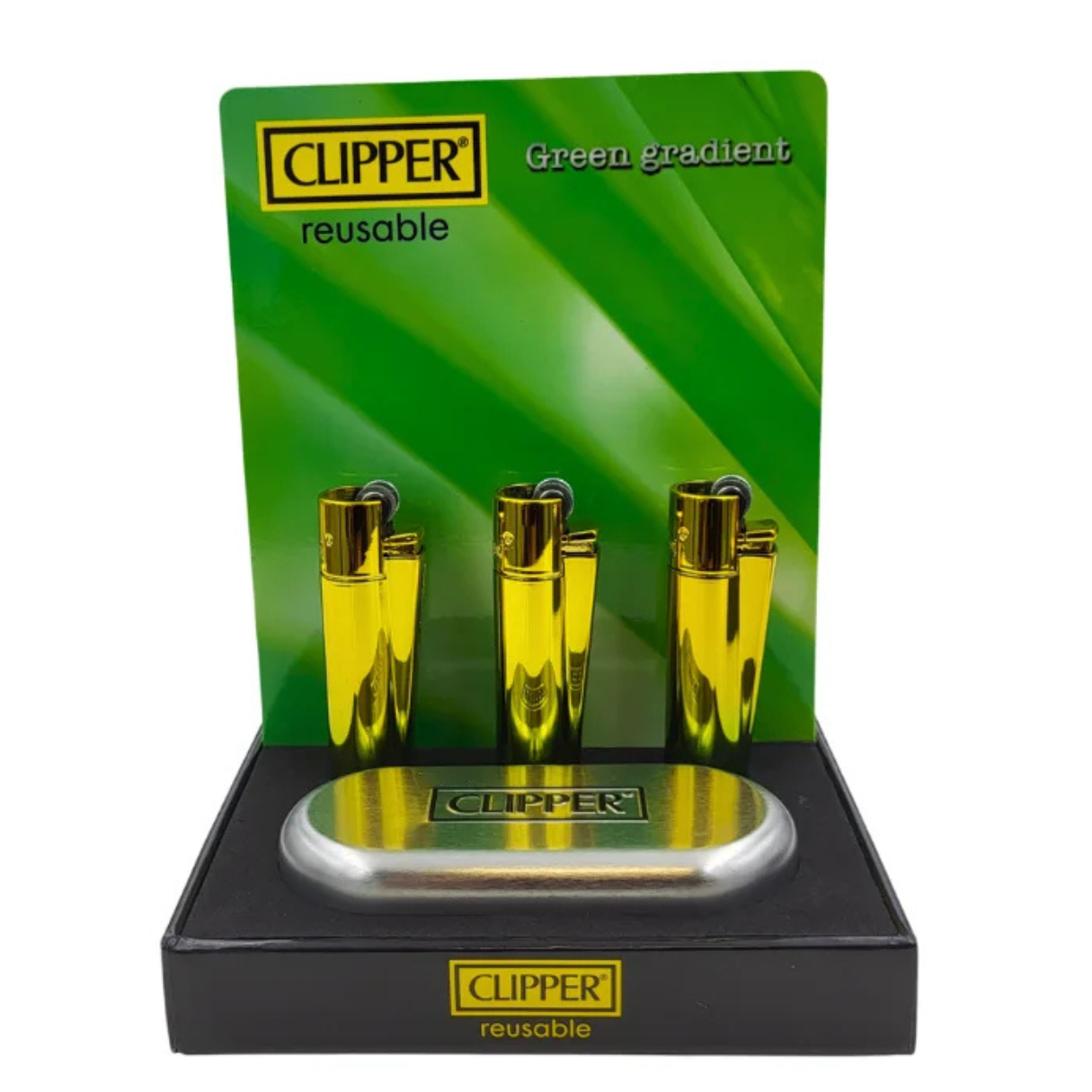 Clipper Metall Groß - Elegantes Icy Green Feuerzeug 